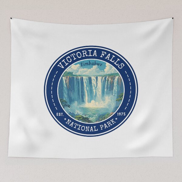 Item preview, Victoria Falls National Park, Zimbabwe Vintage Travel Art Circle Emblem designed and sold by MaateoDesign.