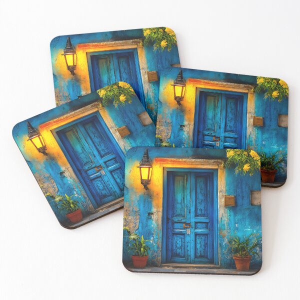 Item preview, Charming Blue Doorway with Vibrant Surroundings designed and sold by Artessie.