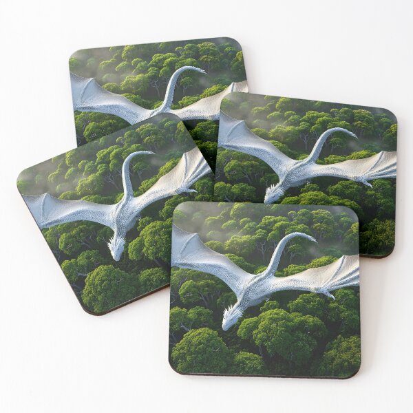 Item preview, Majestic Silver Dragon Soaring Over Lush Forests designed and sold by Artessie.