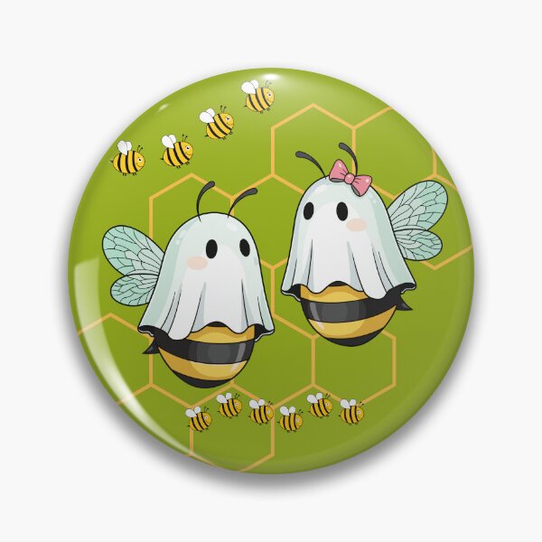 Item preview, Cute Ghosts Chatting with Buzzing Bees - Funny Spring Illustration. designed and sold by LunaPrintCo.