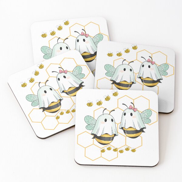 Item preview, Cute Ghosts Chatting with Buzzing Bees - Funny Spring Illustration. designed and sold by LunaPrintCo.