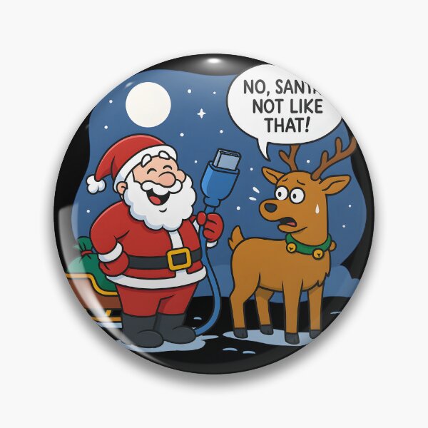 Item preview, Funny Santa and Reindeer Christmas Cartoon Holiday Humor Gift designed and sold by DrawHandArt.