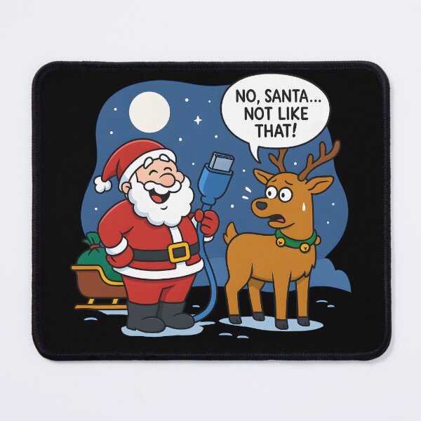 Item preview, Funny Santa and Reindeer Christmas Cartoon Holiday Humor Gift designed and sold by DrawHandArt.