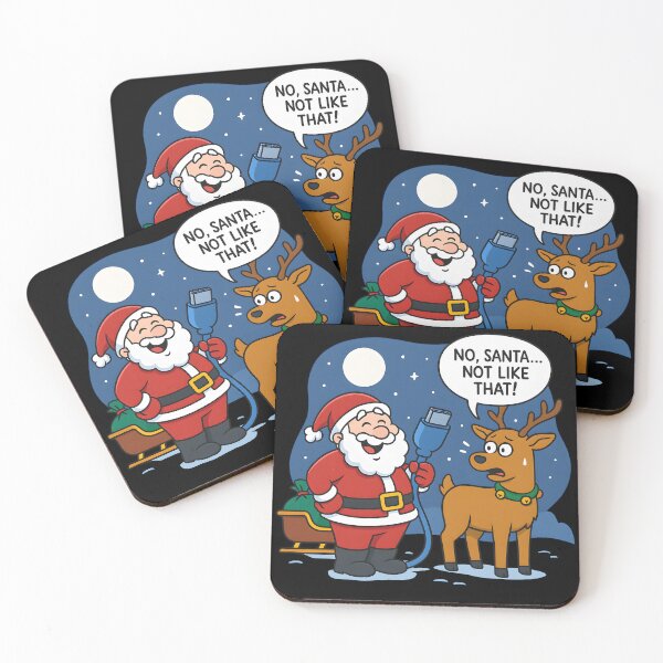 Item preview, Funny Santa and Reindeer Christmas Cartoon Holiday Humor Gift designed and sold by DrawHandArt.