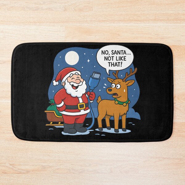 Item preview, Funny Santa and Reindeer Christmas Cartoon Holiday Humor Gift designed and sold by DrawHandArt.
