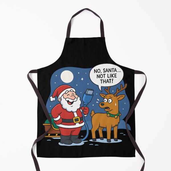 Item preview, Funny Santa and Reindeer Christmas Cartoon Holiday Humor Gift designed and sold by DrawHandArt.