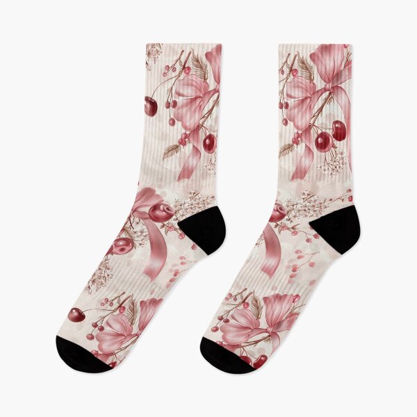 Item preview, Coquette Cherries & Pink Satin Bows: Vintage Romance Pattern designed and sold by The boys.