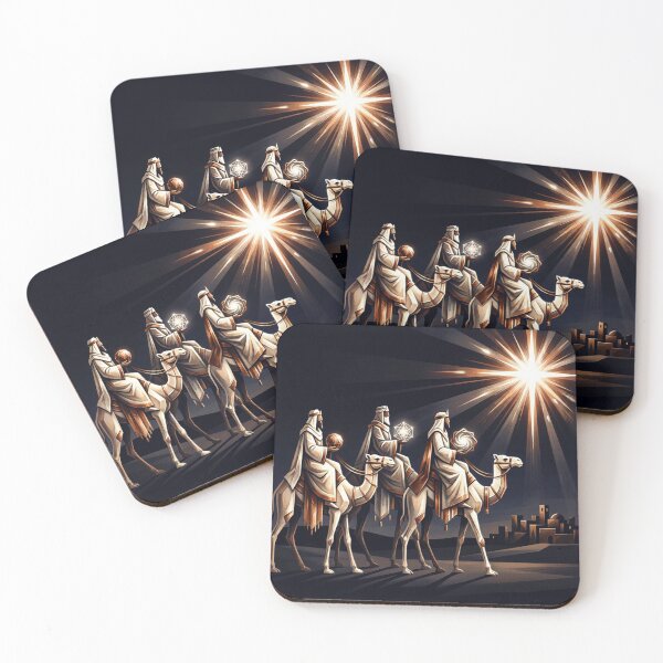 Item preview, Three Wise Men (Magi) traveling from the East, following a bright star to find the newborn Jesus, King of the Jews, in Bethlehem, bringing gifts of gold, frankincense, and myrrh as an act of worship designed and sold by 4Seasons.