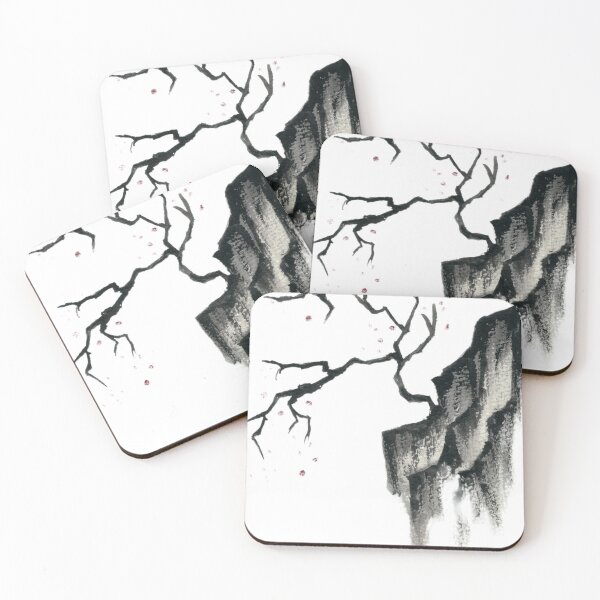 Artikelvorschau, Aquarell-Darstellung einer Klippe mit Baum im asiatischen Stil entworfen und verkauft von SaskyaFate.