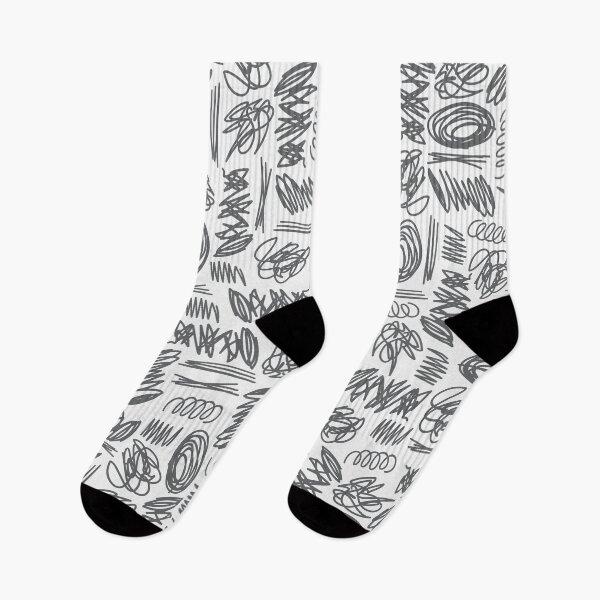 Item preview, black and white doodles scribbles pattern designed and sold by winterpumpkin.