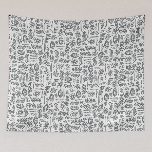 Item preview, black and white doodles scribbles pattern designed and sold by winterpumpkin.