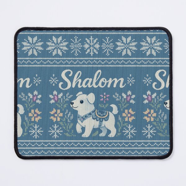 Item preview, Shalom Knitted Art with Cute Dog – Jewish Folk Style designed and sold by Gold Turtle Lina.