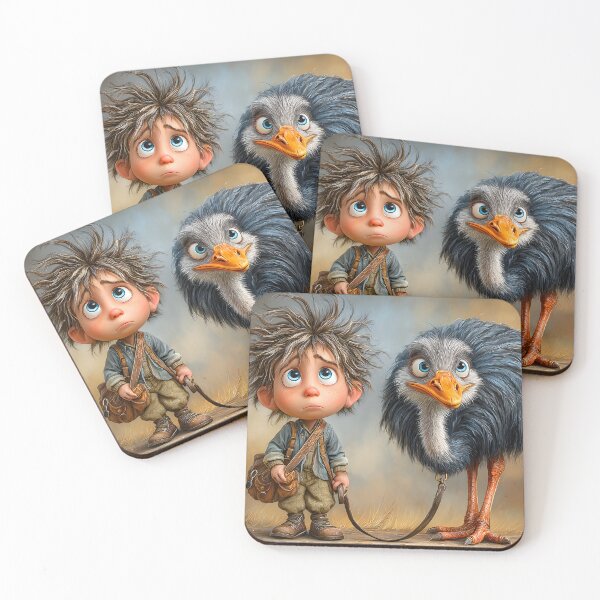 Item preview, Adventurous Boy and His Unique Ostrich Companion designed and sold by Artessie.