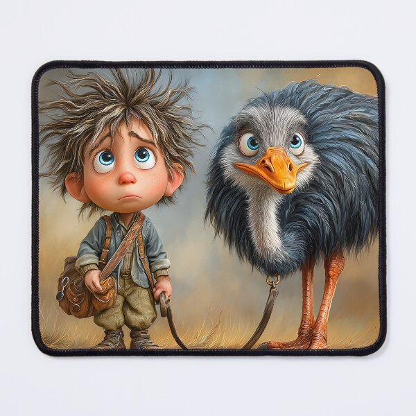 Item preview, Adventurous Boy and His Unique Ostrich Companion designed and sold by Artessie.