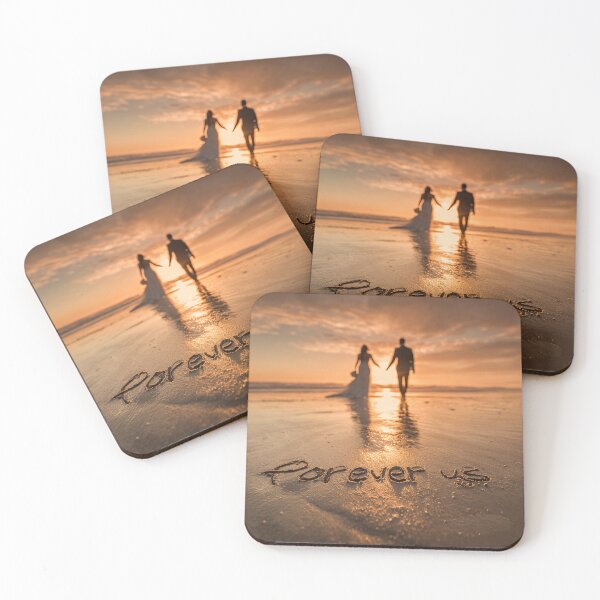 Item preview, Forever Us Wedding Beach Sunset Sand Writing Art designed and sold by chase-thewave.