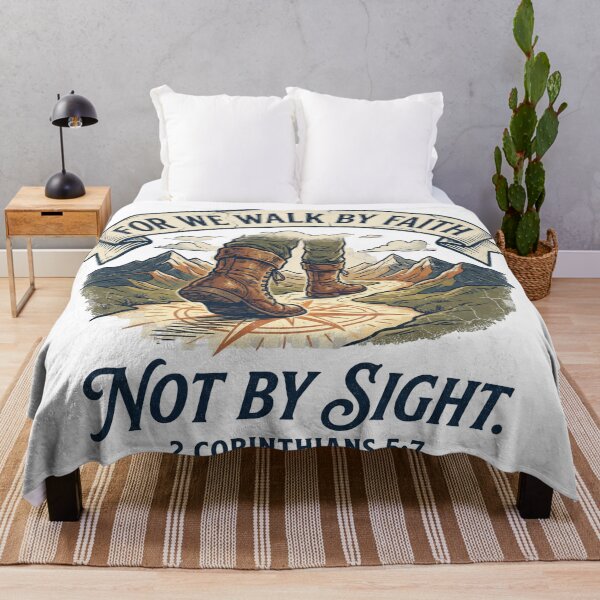 Item preview, For We Walk by Faith Not by Sight – 2 Corinthians 5:7 Vintage Christian Design designed and sold by My3LittleBirds.