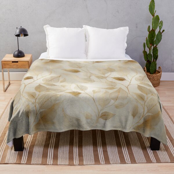 Item preview, Luxury Gold Botanical Pattern – Elegant Golden Leaves on Soft Beige Seamless Design designed and sold by SweetManar.