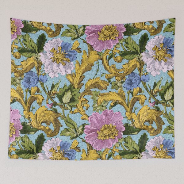Item preview, Blue and Gold Antique Floral Pattern designed and sold by Atlas Kai.