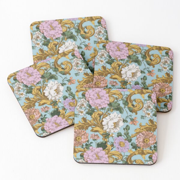 Item preview, Pink and Gold Floral Rococo Pattern designed and sold by Atlas Kai.