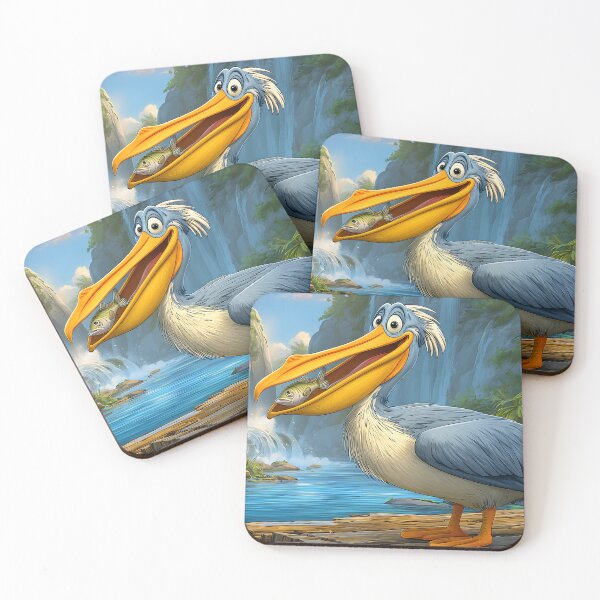 Item preview, Playful Pelican with a Fish by a Waterfall Scene designed and sold by Artessie.