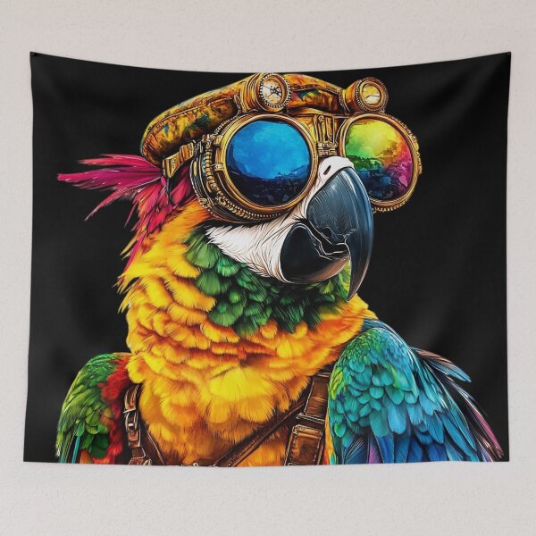 Item preview, Steampunk Colorful Exotic Parrot Art With Steampunk Goggles designed and sold by DEC02.