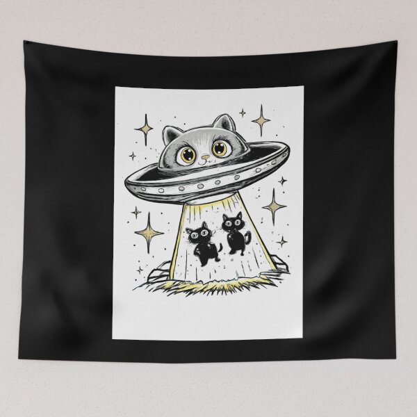 Item preview, Cat Abduction UFO - Cute Kitten Alien Spaceship Art designed and sold by LegendsOfLife37.