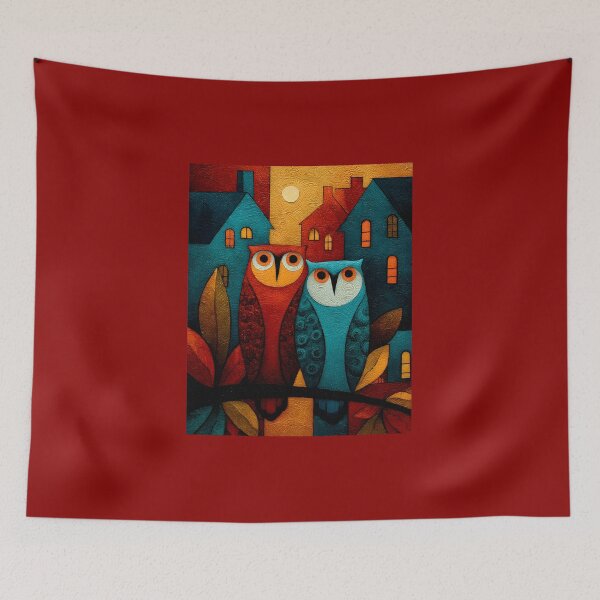 Item preview, Owls on a Branch Under a Full Moon designed and sold by daila70.
