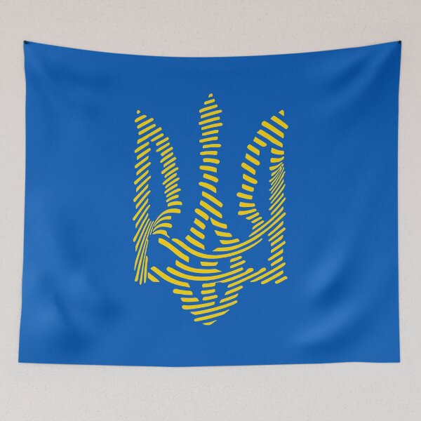 Item preview, Ukraine Trident Striped Yellow Ukrainian Abstract Line Art designed and sold by cabana.space.