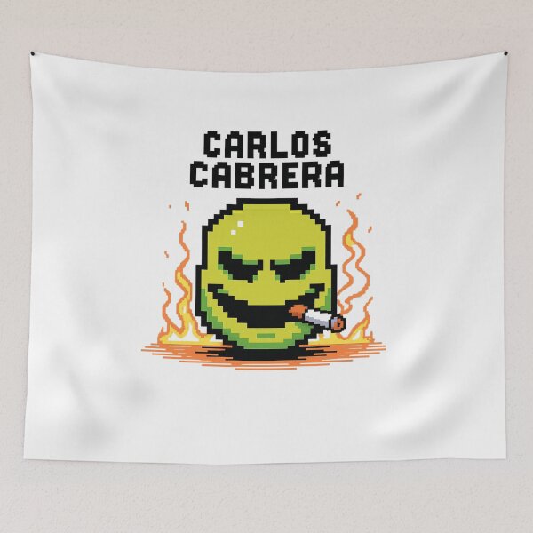 Item preview, Carlos Cabrera Evil Pixel Smiley Face Smoking in Flames designed and sold by LegendsOfLife37.