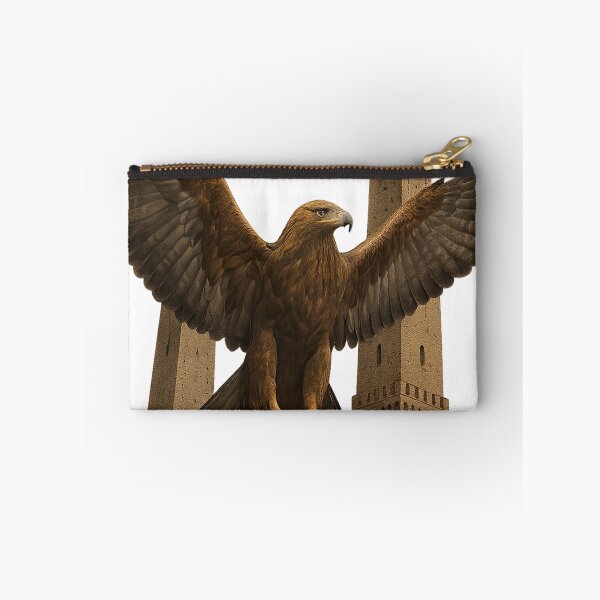 Item preview, Golden Eagle Rising Between Bologna’s Two Towers – Realistic Wildlife Art designed and sold by LOSCOLIS.
