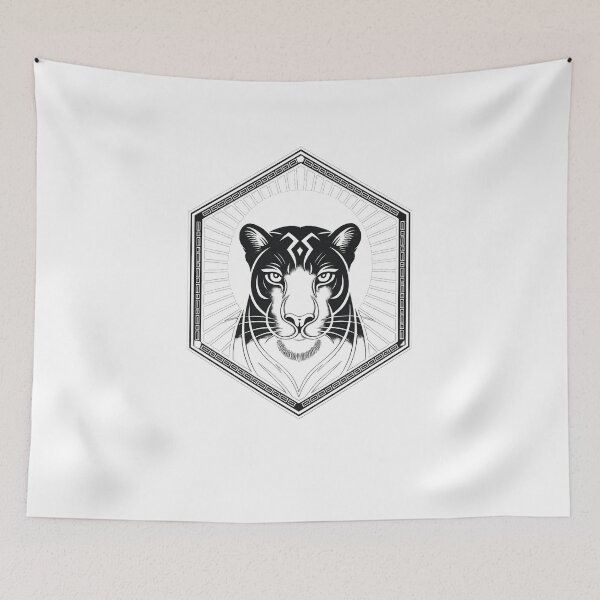 Item preview, Black Panther Geometric Hexagon Tribal Tattoo Art designed and sold by LegendsOfLife37.