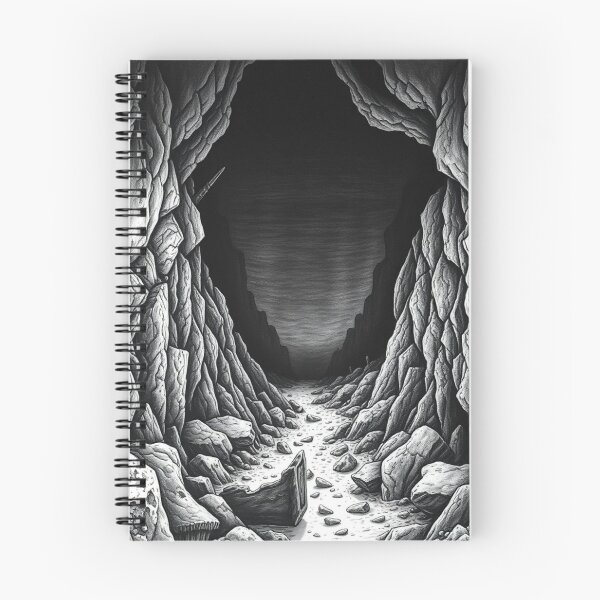 Item preview, Dark Fantasy Cave Pencil Drawing | Deep Abyss Art Print designed and sold by EllDAV777.