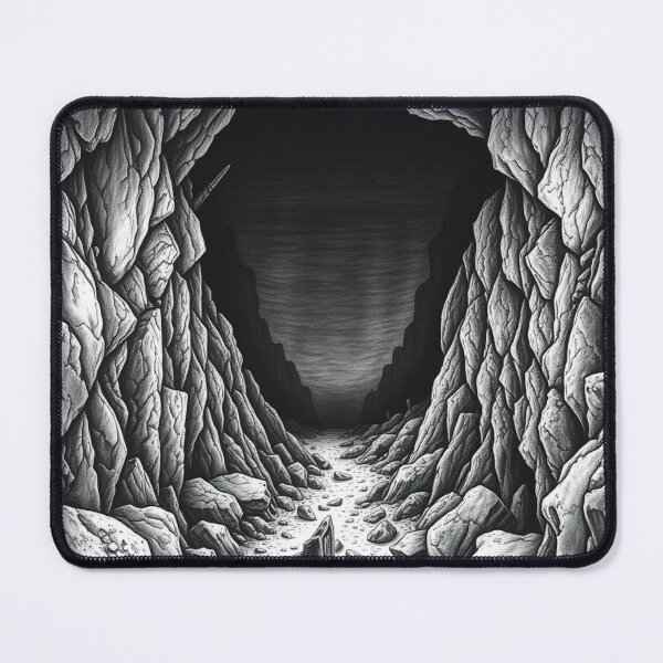 Item preview, Dark Fantasy Cave Pencil Drawing | Deep Abyss Art Print designed and sold by EllDAV777.