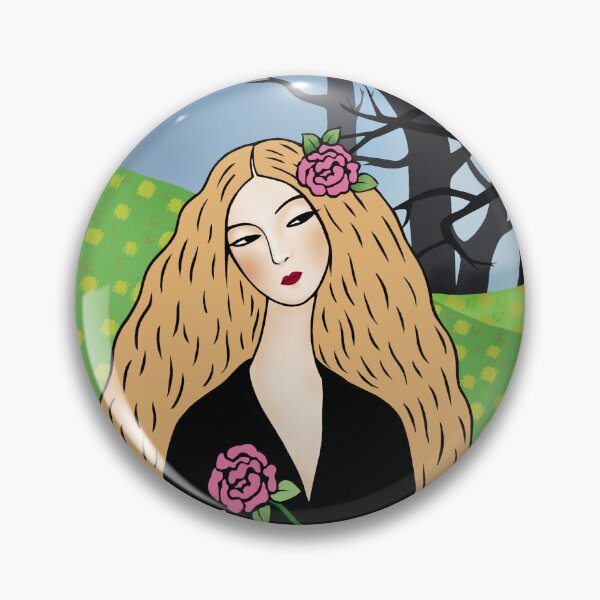 Item preview, Summer,  grassy, a woman holding flowers. designed and sold by EmilyDouArt.