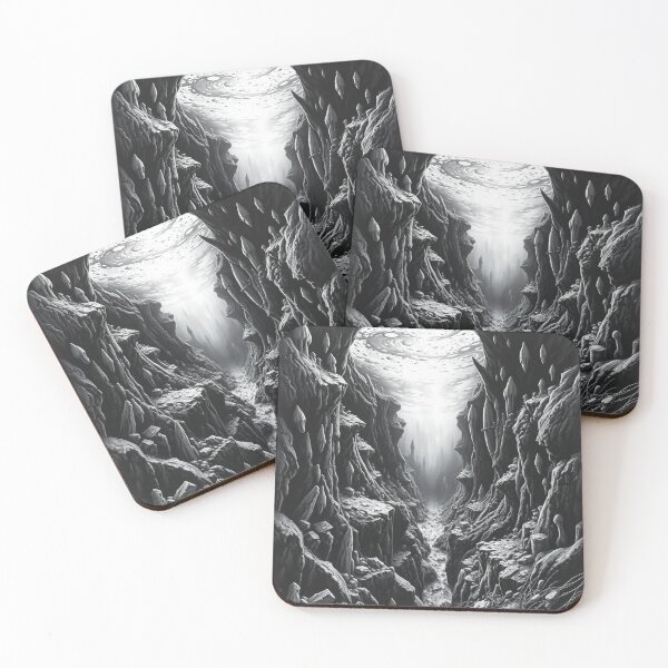 Item preview, Underwater Canyon Sunlight Fantasy Art Black and White designed and sold by EllDAV777.