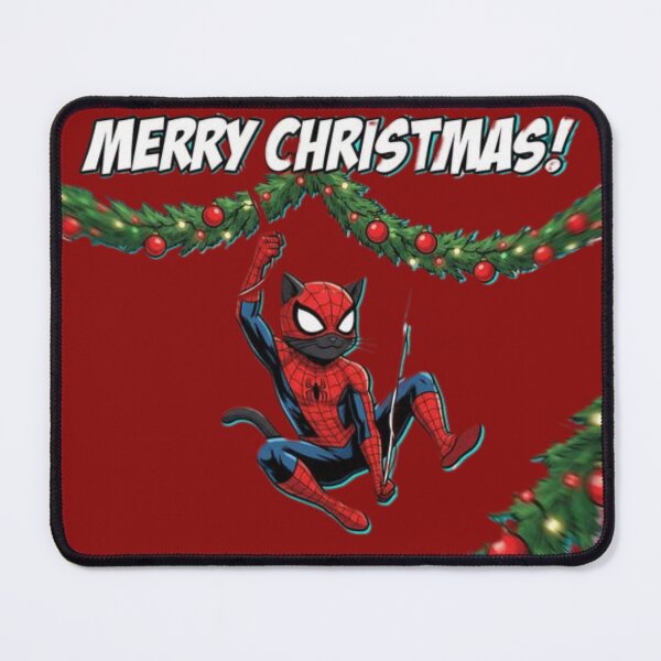 Item preview, Christmas Swinging Masked SPIDER-CAT – Festive Action Illustration designed and sold by UniqueArtsOnly.
