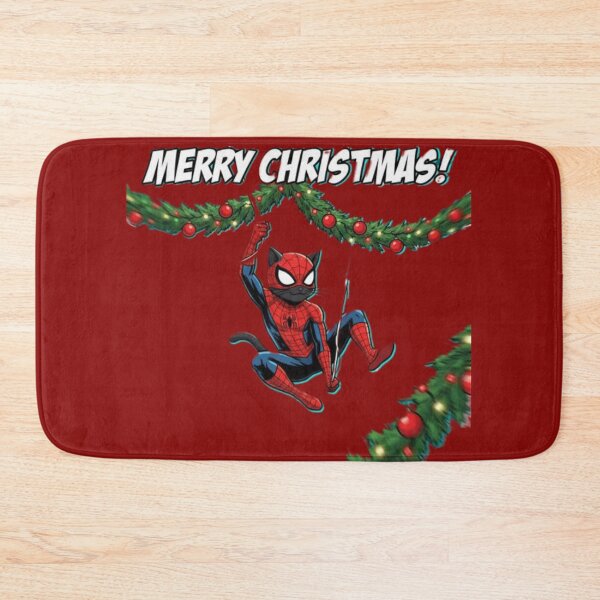 Item preview, Christmas Swinging Masked SPIDER-CAT – Festive Action Illustration designed and sold by UniqueArtsOnly.