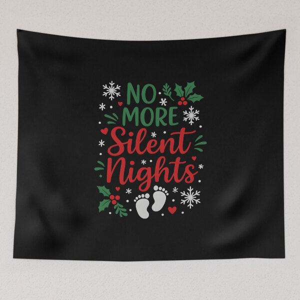 Item preview, No More Silent Nights, Funny New Parent Christmas Baby Humor Gift, Holiday Newborn Sleepless Nights Graphic Tee for Moms & Dads designed and sold by saloui.