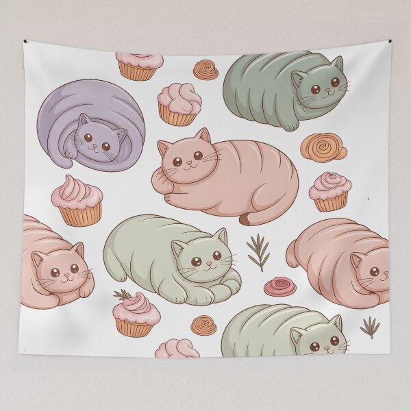 Item preview, CAT LOAF Pastel Kawaii Cat Loaf Pattern designed and sold by Uglyandcute.