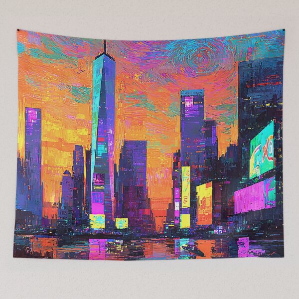 Item preview, Vibrant Neon-Like Hues Cyberpunk Cityscape Digital Painting designed and sold by DEC02.