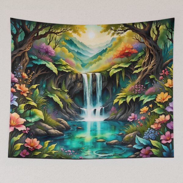 Item preview, Lush Colorful Watercolor landscape  designed and sold by FloatingGardens.