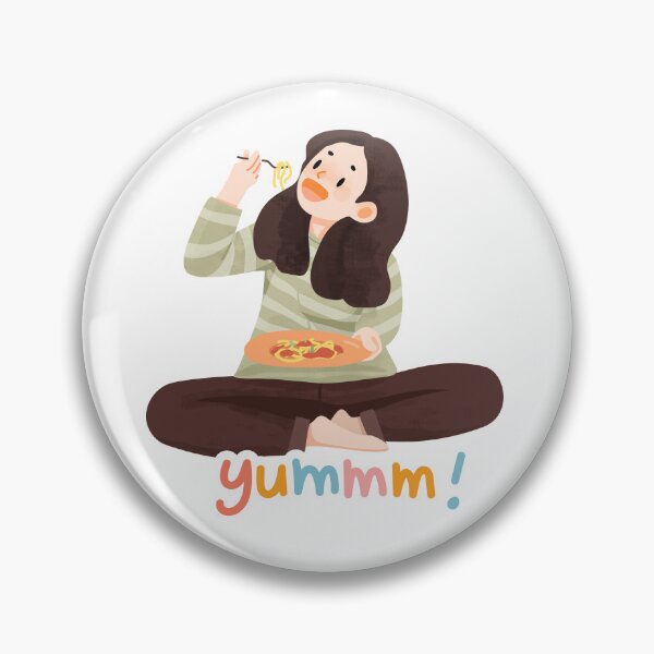 Item preview, Ilustración de una linda chica comiendo pasta (¡Qué rico!) designed and sold by RanoStore.