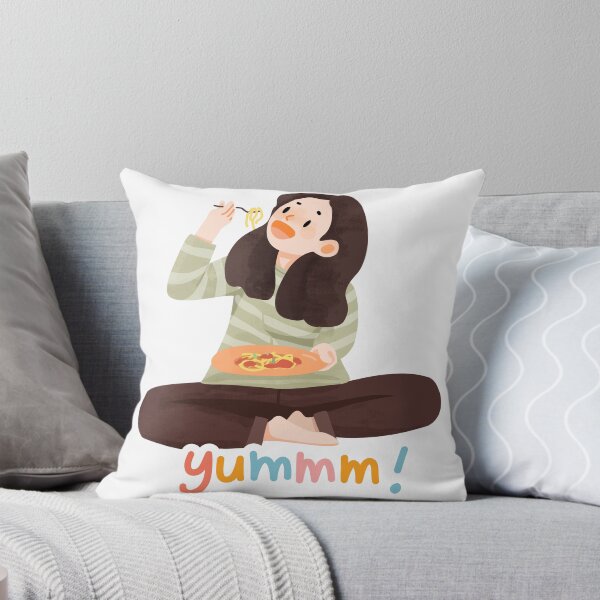 Item preview,  Cute Girl Eating Pasta – Yummm Illustration designed and sold by RanoStore.