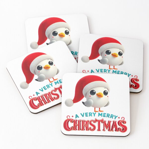 Item preview, Cute Christmas Seagull with Santa Hat and Festive Greeting. designed and sold by The-T-In-Retro.