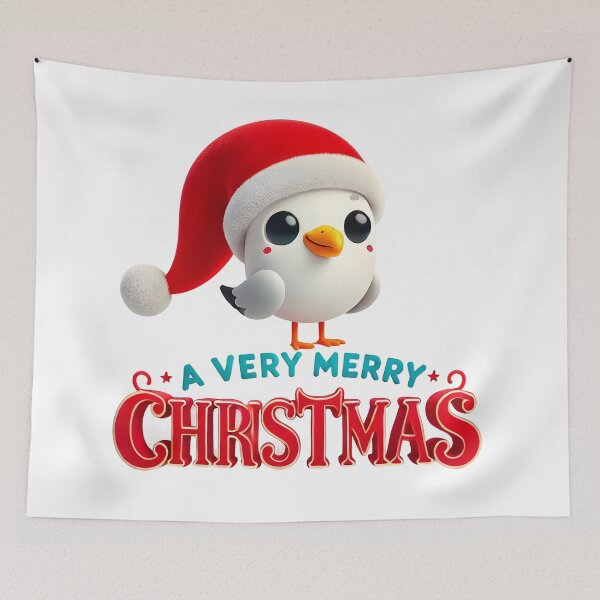 Item preview, Cute Christmas Seagull with Santa Hat and Festive Greeting. designed and sold by The-T-In-Retro.