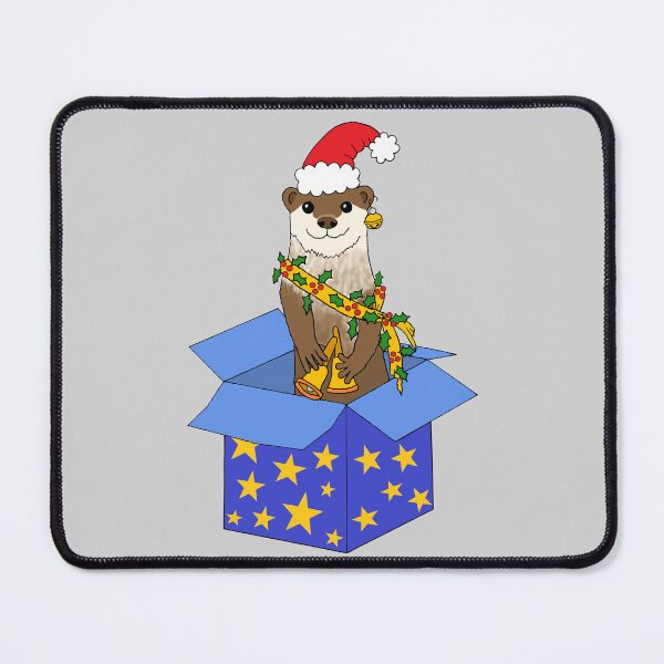 Item preview, Christmas Santa Otter in a Star Gift Box Die Cut designed and sold by JoyousArt4u.