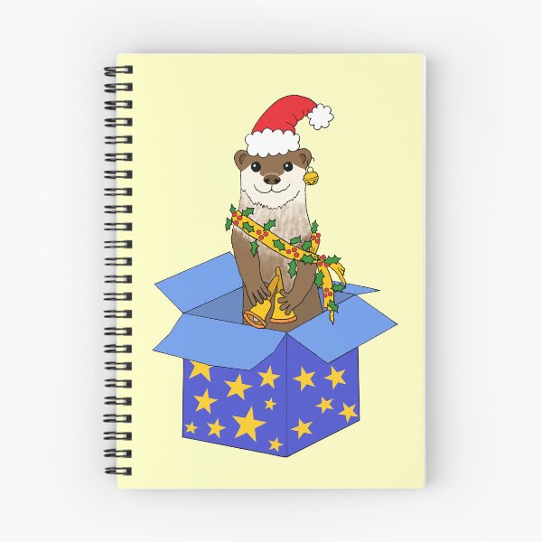 Item preview, Christmas Santa Otter in a Star Gift Box Die Cut designed and sold by JoyousArt4u.