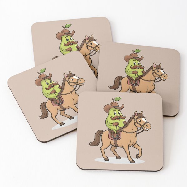 Item preview, Cowboy Pear Riding a Horse – Funny Mustache Fruit designed and sold by LMDIGITAL6.
