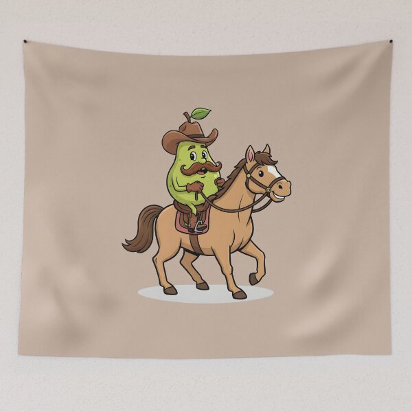 Item preview, Cowboy Pear Riding a Horse – Funny Mustache Fruit designed and sold by LMDIGITAL6.
