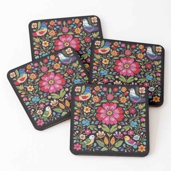 Item preview, Mexico Folk Art Embroidery Floral Pattern designed and sold by Myra365Art.